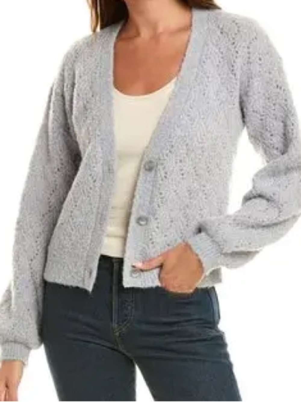 NWT 525 America Sea Wave Celeste Boucle V Neck Cardigan Sweater